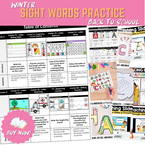 Winter Sight Words Practice - Back to School