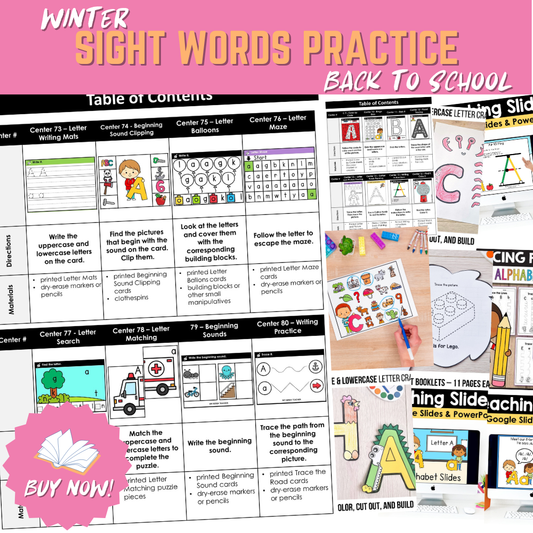 Winter Sight Words Practice - Back to School